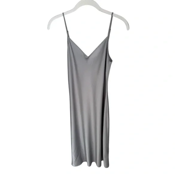 AllSaints Ultimate Grey Satin Slip Midi Dress Size S - Picture 2 of 12